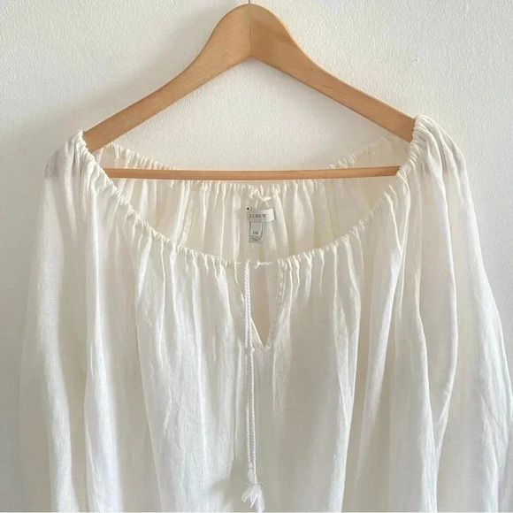 J.CREW Kaftan Blue Embroidered Linen Dress Beach Cover Up Size XXS Long Sleeve - Picture 2 of 9